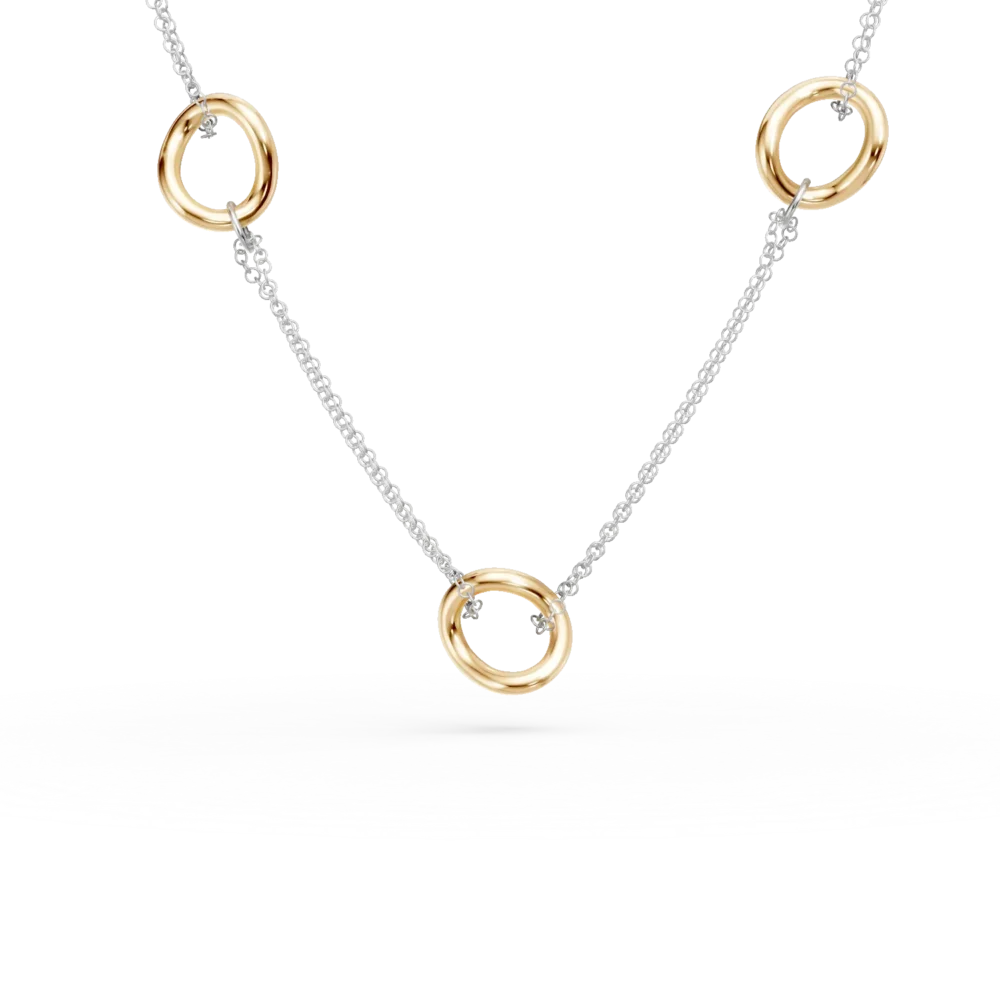 Lant cu pandantive din aur alb-galben