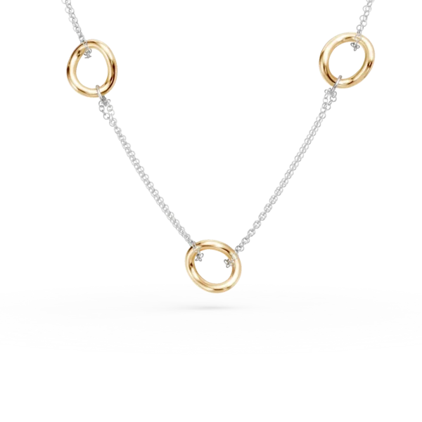 Lant cu pandantive din aur alb-galben