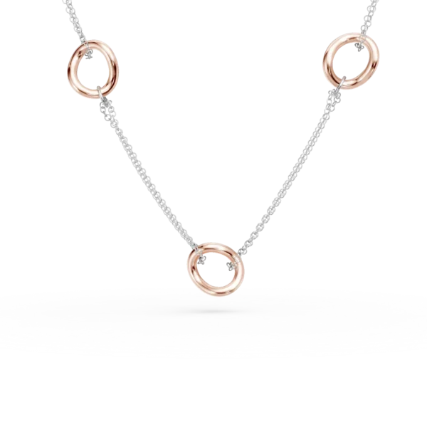 Lant cu pandantive din aur alb-roz