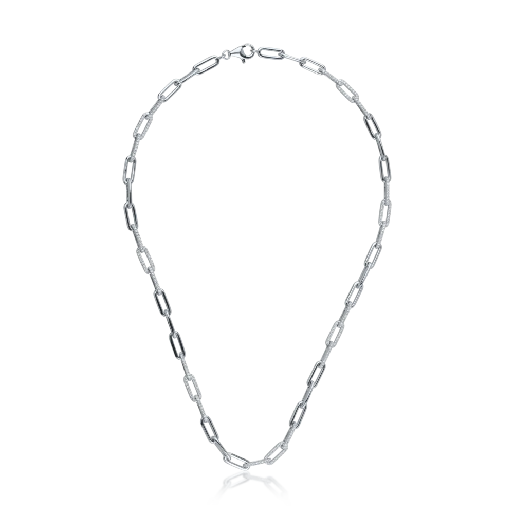 Lant din aur alb cu diamante de 1ct