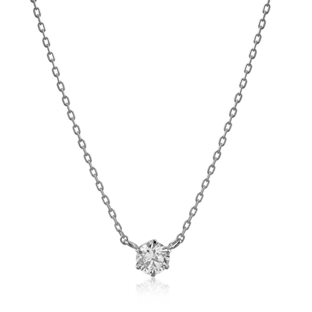 Lant din aur alb cu pandantiv cu un diamant de 0.16ct