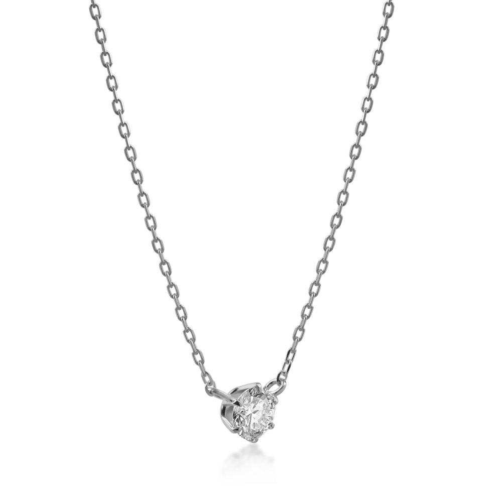 Lant din aur alb cu pandantiv cu un diamant de 0.16ct - imagine 2