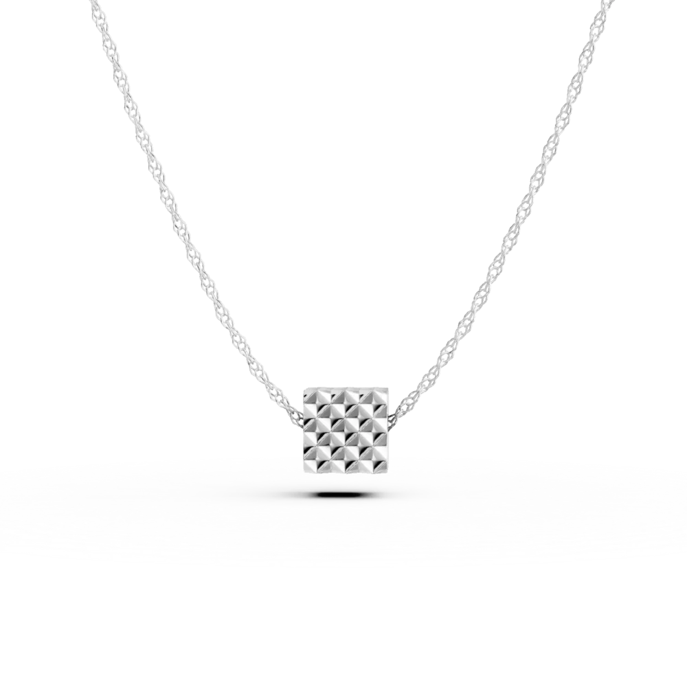 Lant din aur alb cu pandantiv cubic