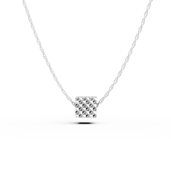 Lant din aur alb cu pandantiv cubic