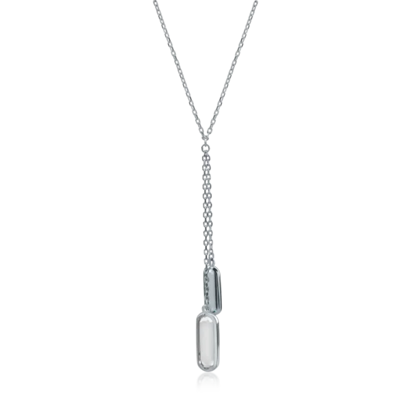 Lant din aur alb cu pandantive cu zirconia solitaire