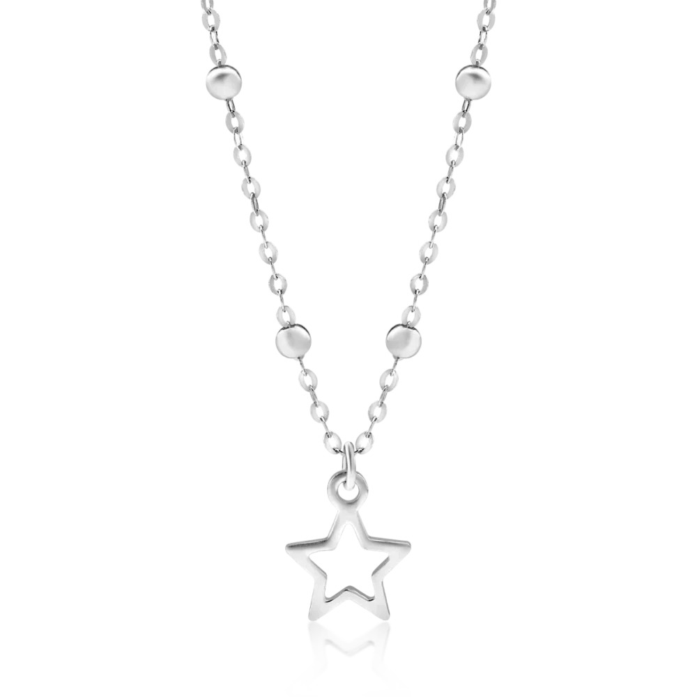 Lant din aur alb cu pandantiv steluta