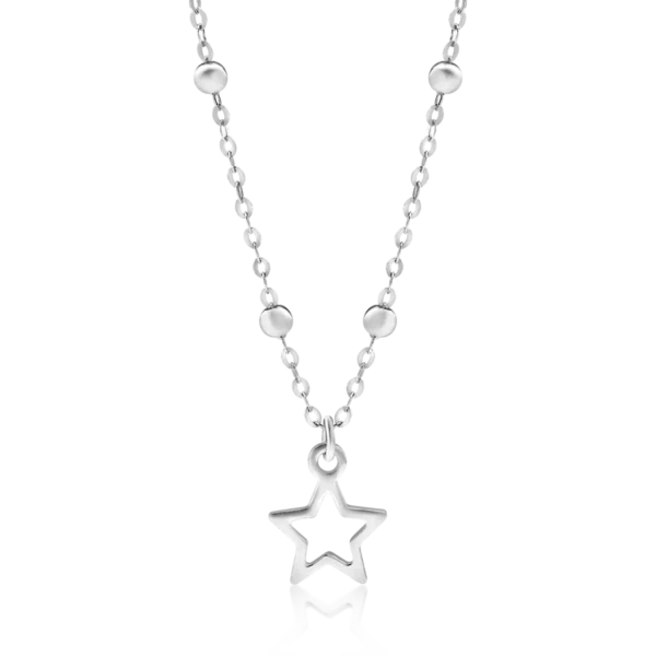 Lant din aur alb cu pandantiv steluta