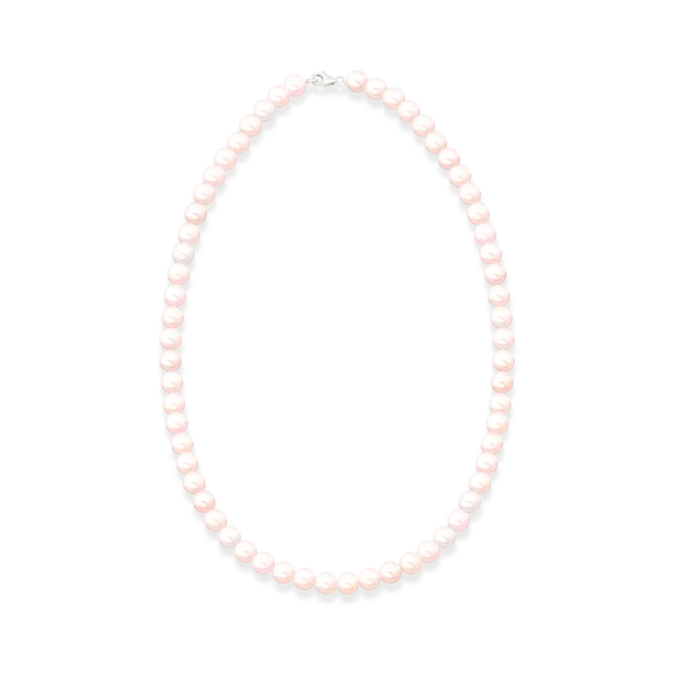 Lant din aur alb cu perle de cultura de 63ct