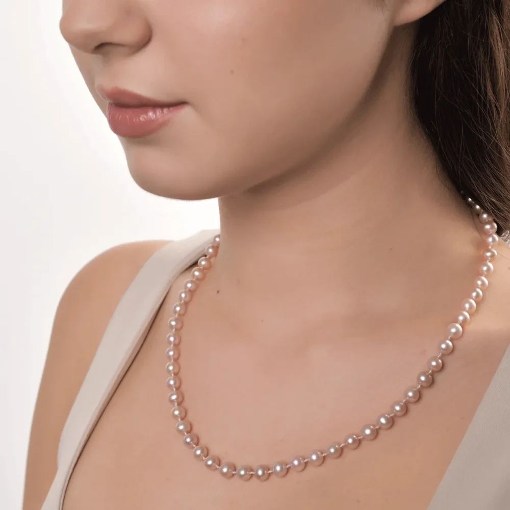 Lant din aur alb cu perle de cultura de 63ct - imagine 2