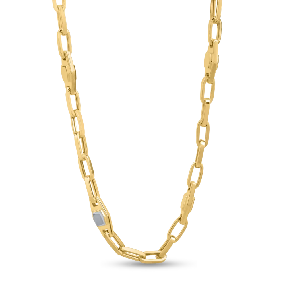 Lant din aur alb-galben pentru barbati