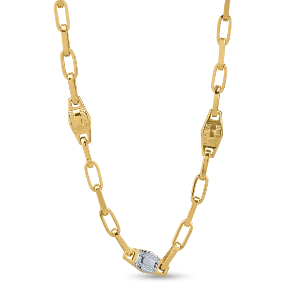 Lant din aur alb-galben pentru barbati