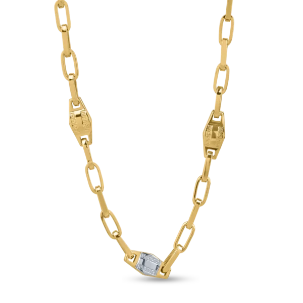 Lant din aur alb-galben pentru barbati