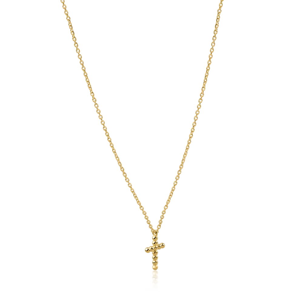 Lant din aur galben cu pandantiv cruce - imagine 2