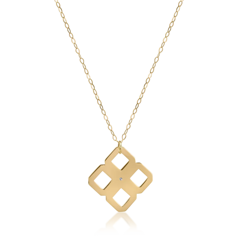 Lant din aur galben cu pandantiv geometric cu un diamant de 0.005ct