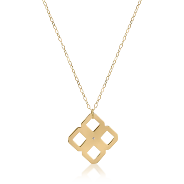 Lant din aur galben cu pandantiv geometric cu un diamant de 0.005ct