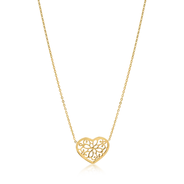 Lant din aur galben cu pandantiv inima