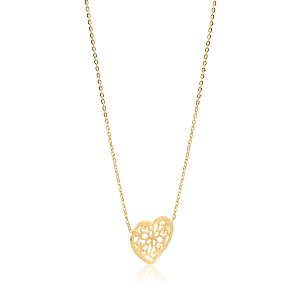 Lant din aur galben cu pandantiv inima - imagine 2