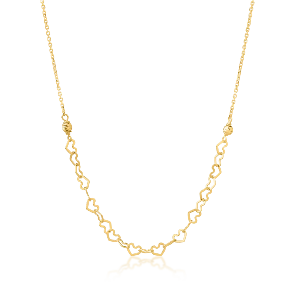 Lant din aur galben cu pandantiv inimioare