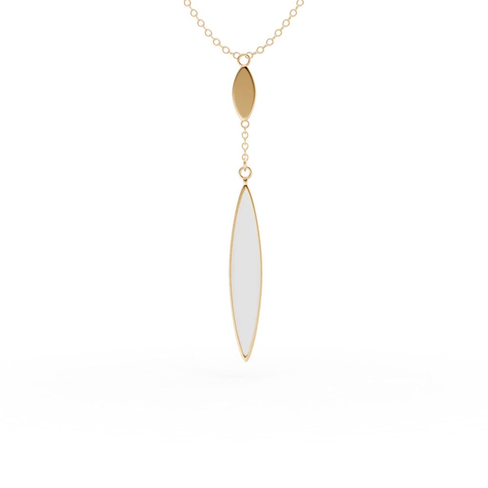 Lant din aur galben cu pandantiv minimalist cu sidef de 0.2ct