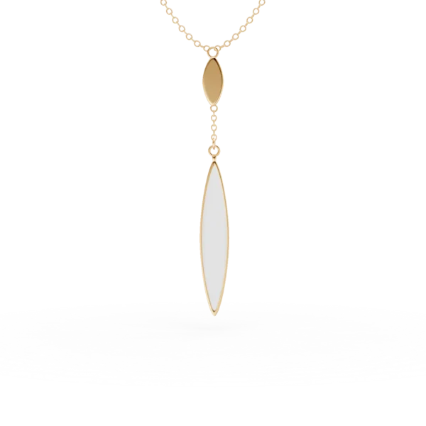 Lant din aur galben cu pandantiv minimalist cu sidef de 0.2ct