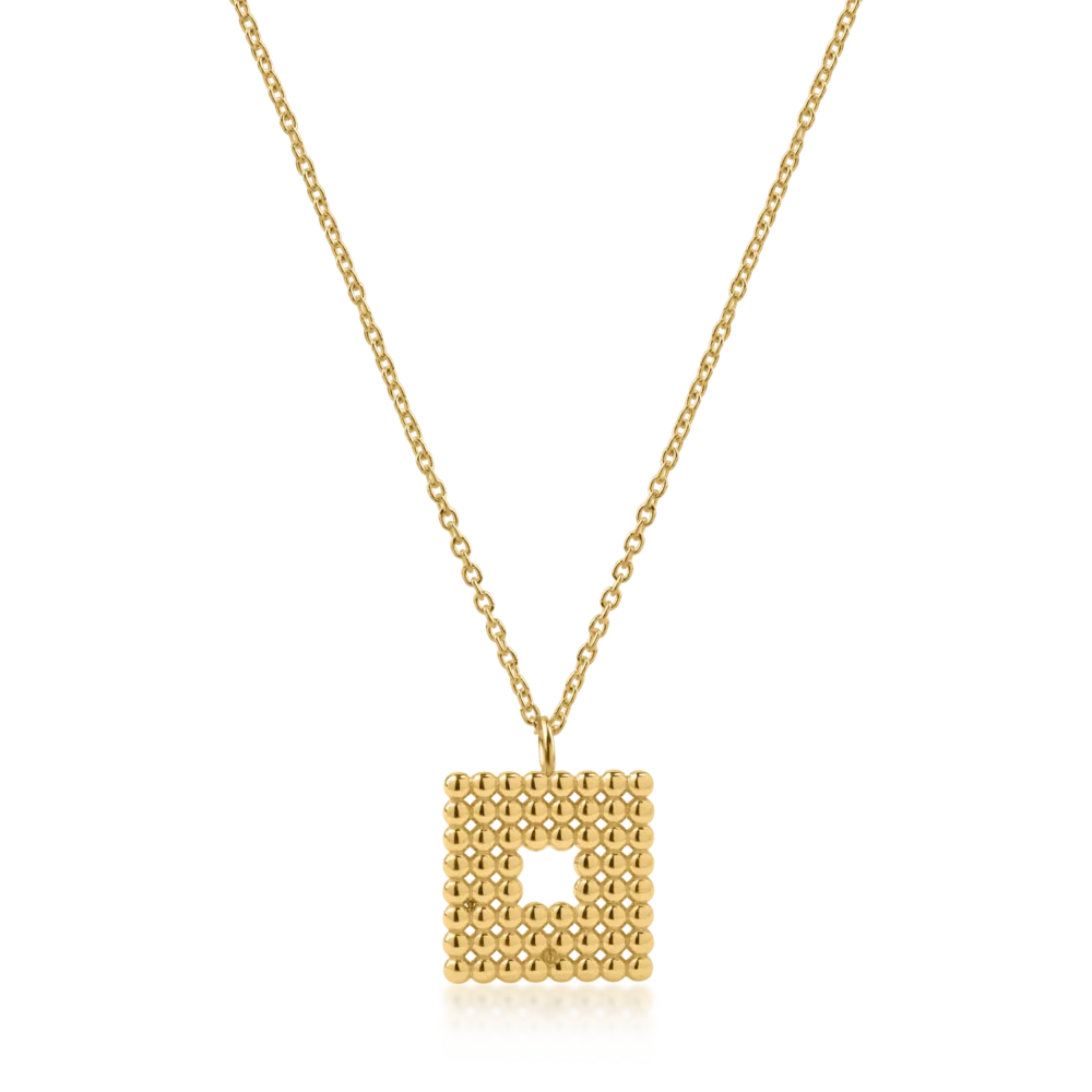 Lant din aur galben cu pandantiv patrat