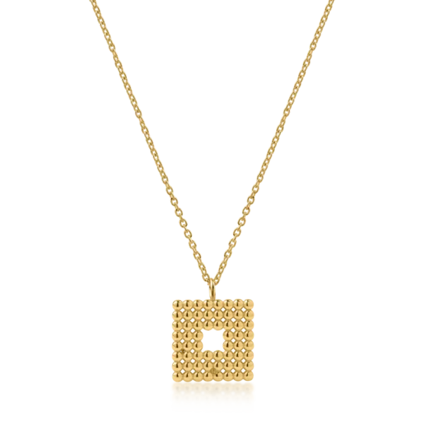 Lant din aur galben cu pandantiv patrat