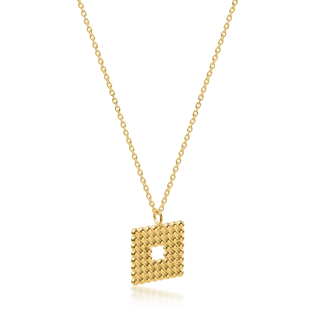 Lant din aur galben cu pandantiv patrat - imagine 2