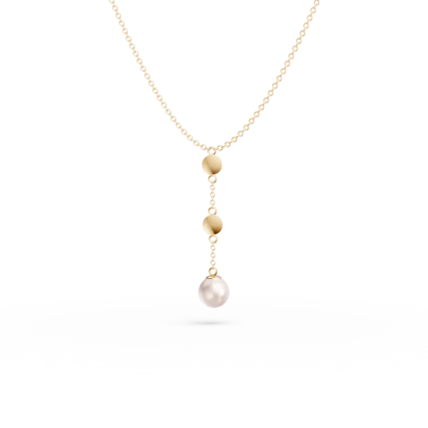 Lant din aur galben cu pandantiv perla de cultura