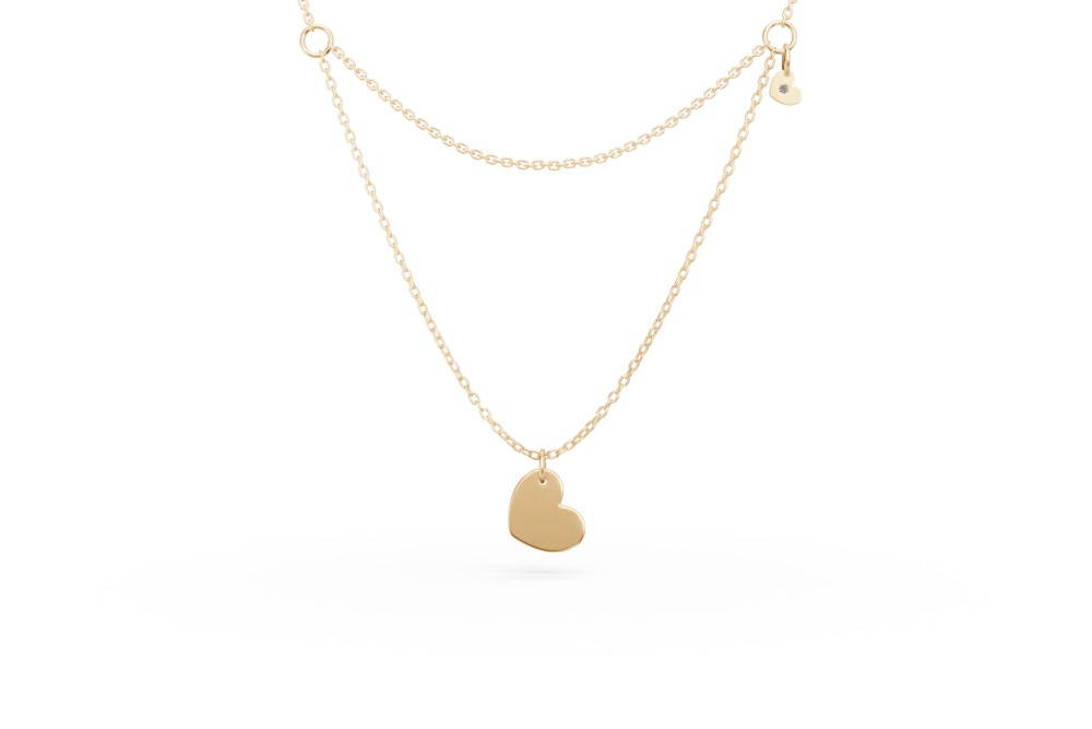 Lant din aur galben cu pandantive inima si un diamant de 0.005ct