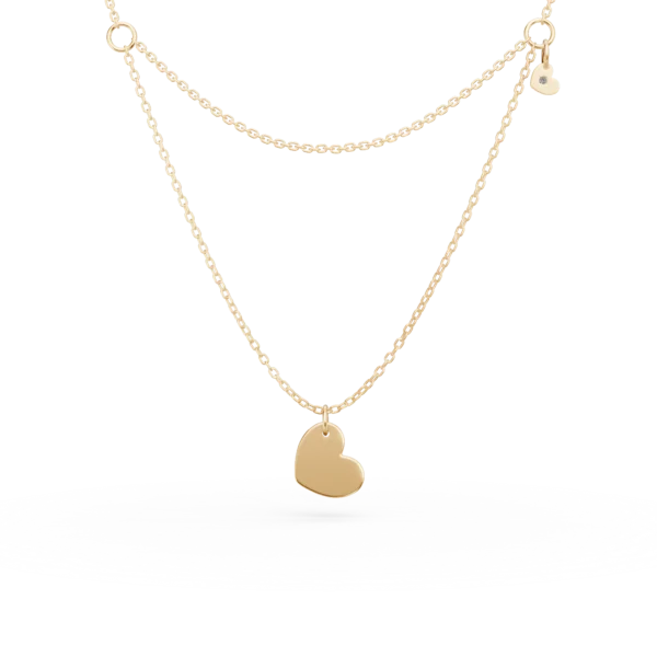 Lant din aur galben cu pandantive inima si un diamant de 0.005ct