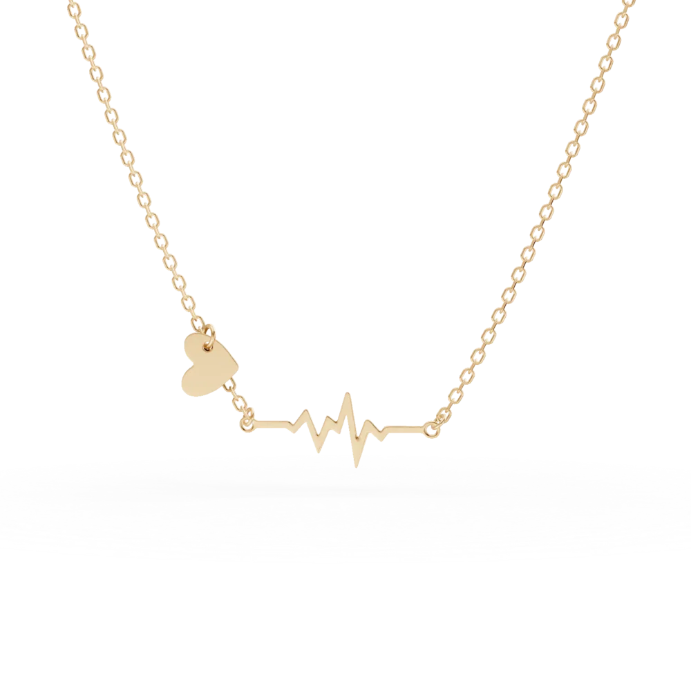 Lant din aur galben cu pandantive puls si inima