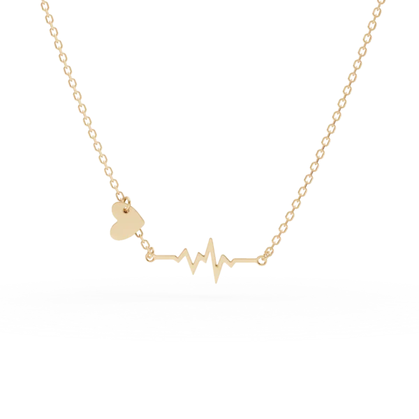 Lant din aur galben cu pandantive puls si inima
