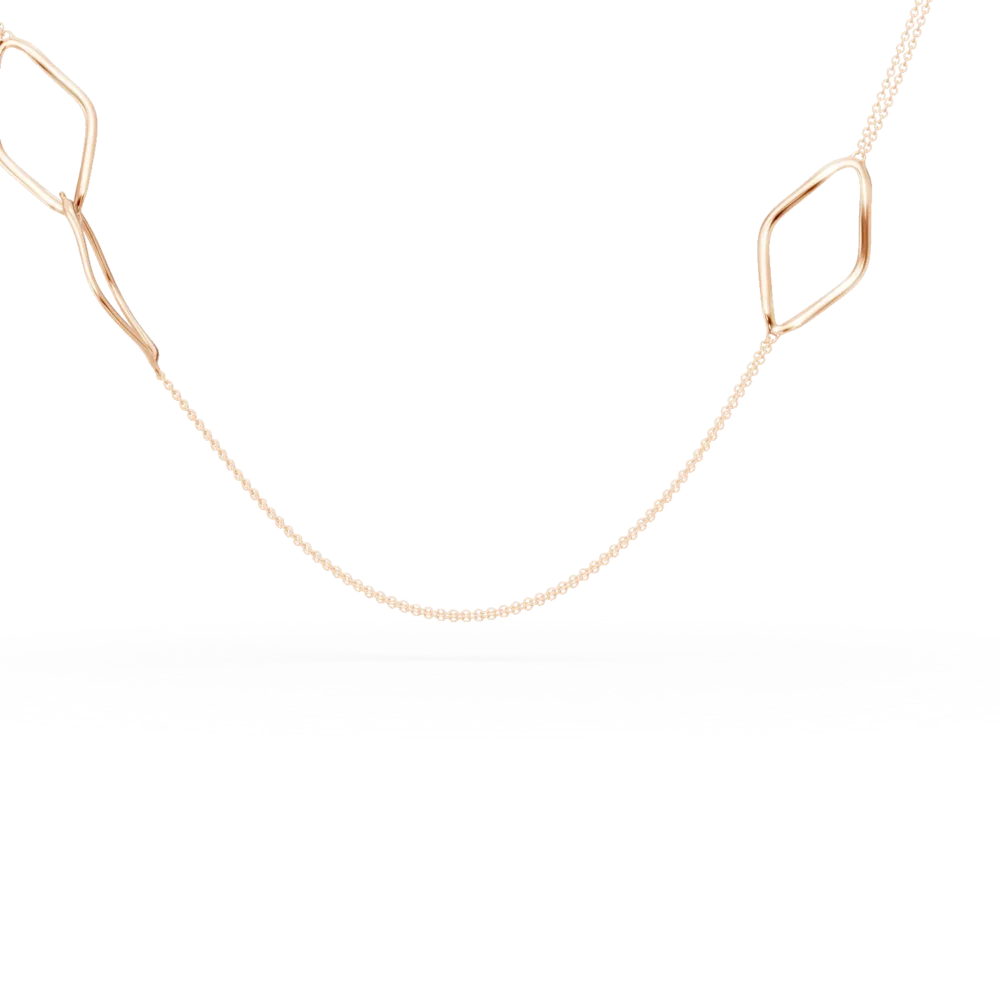 Lant din aur roz cu pandantive geometrice