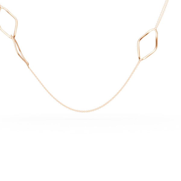 Lant din aur roz cu pandantive geometrice