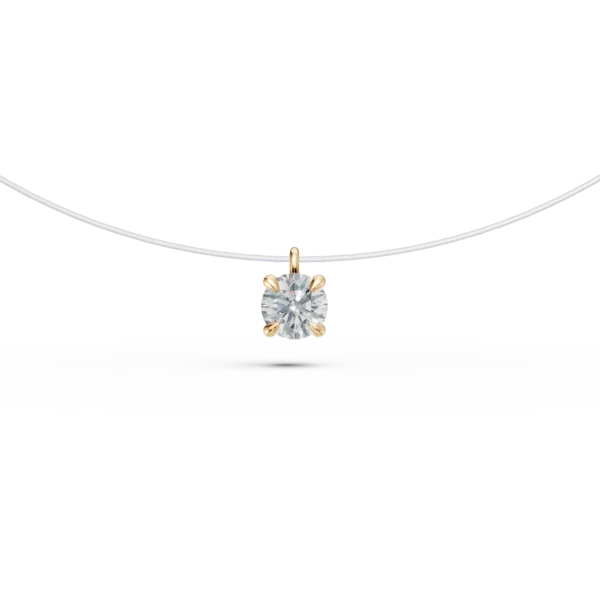Lant fir transparent cu pandantiv din aur galben si diamant solitaire de 0.2ct