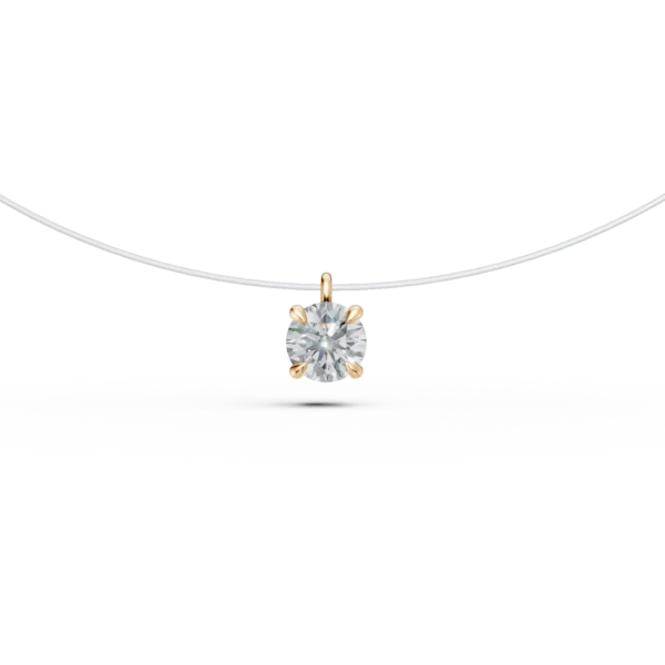 Lant fir transparent cu pandantiv din aur galben si diamant solitaire de 0.2ct
