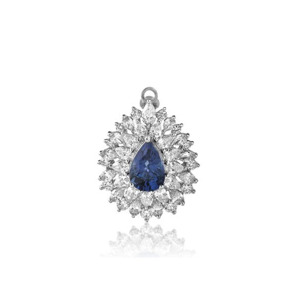 Pandant din aur alb cu safir de 1.98ct si diamante de 1.9ct