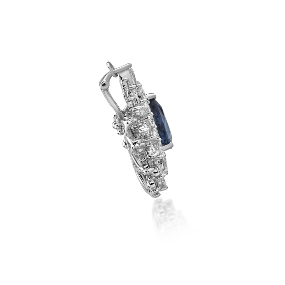 Pandant din aur alb cu safir de 1.98ct si diamante de 1.9ct - imagine 3