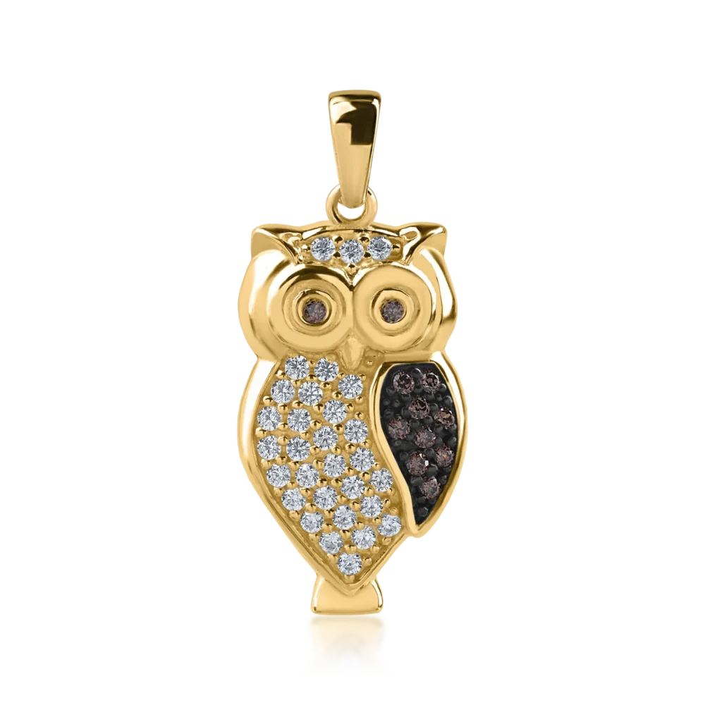 Pandantiv bufnita din aur galben