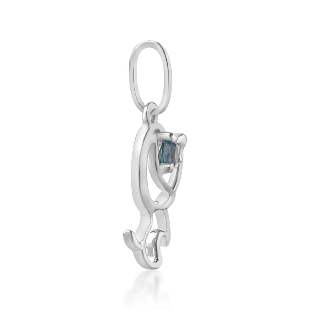 Pandantiv catelus pentru copii din aur alb cu topaz de 0.04ct - imagine 3