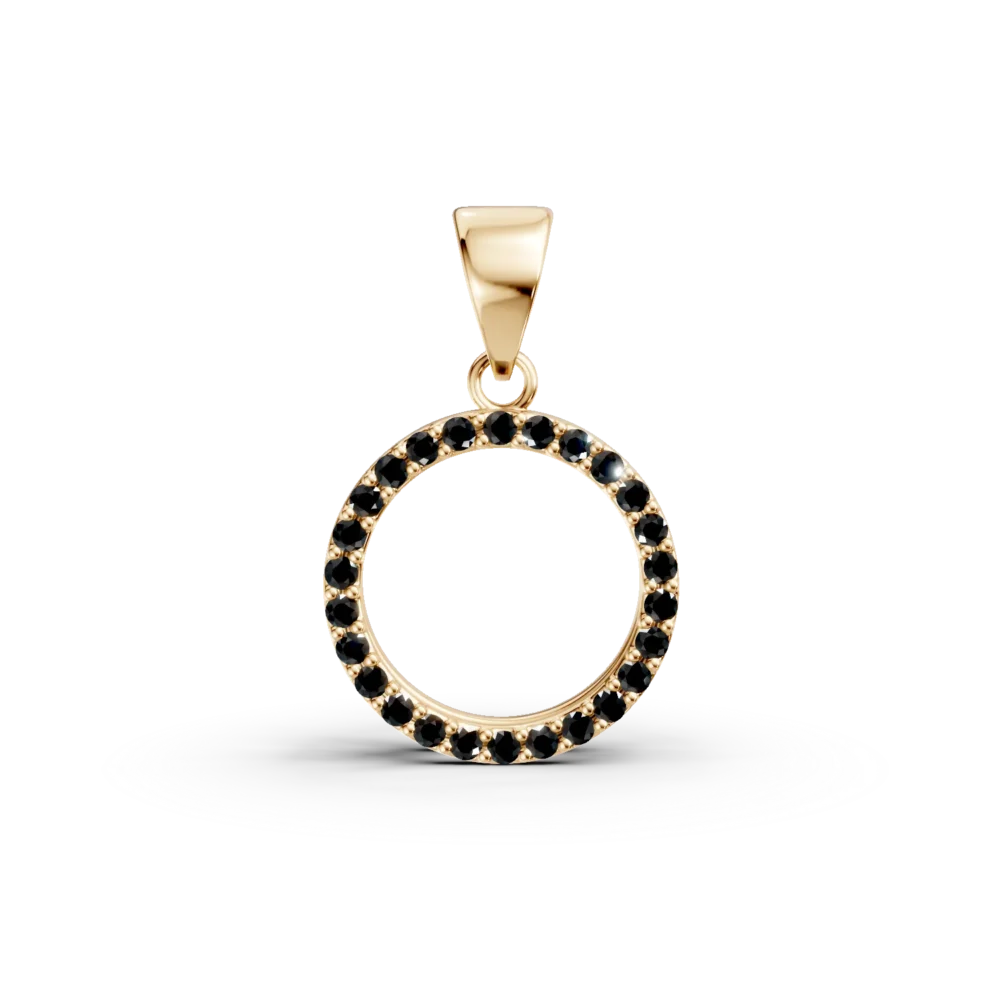 Pandantiv cerc din aur galben cu zirconii negre