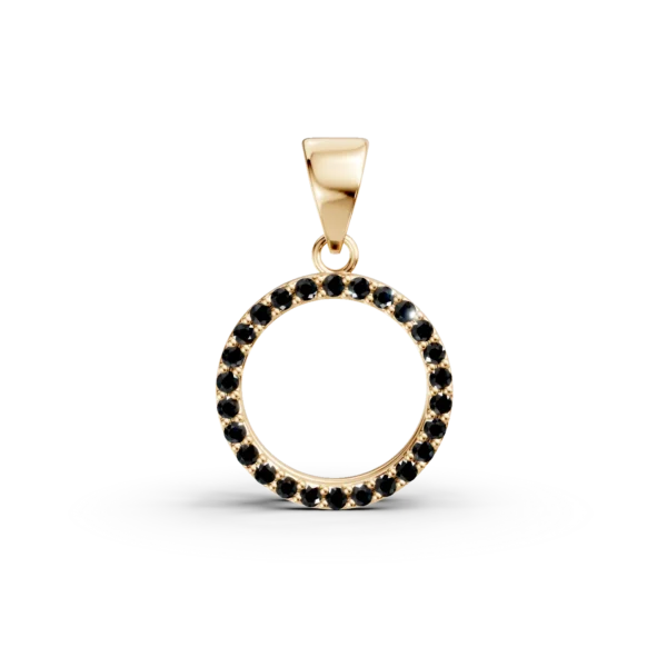 Pandantiv cerc din aur galben cu zirconii negre