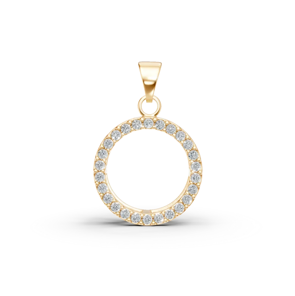 Pandantiv cerc din aur galben cu zirconii