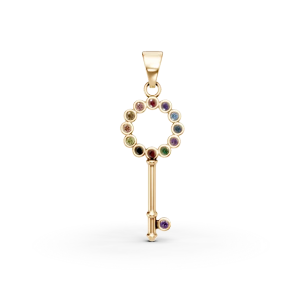 Pandantiv cheita din aur galben cu zirconia multicolore