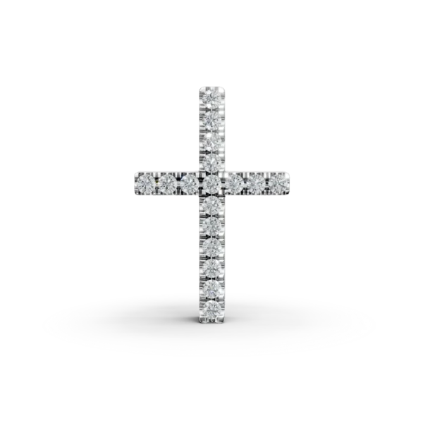 Pandantiv cruce din aur alb cu diamante de 0.06ct