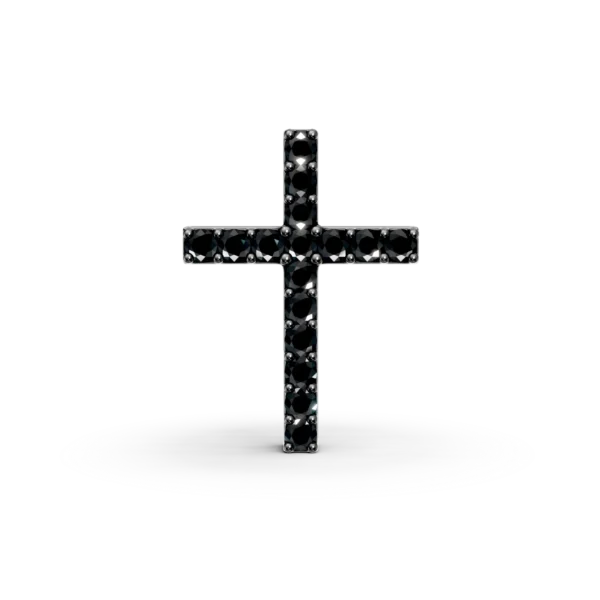 Pandantiv cruce din aur alb cu diamante negre de 0.33ct