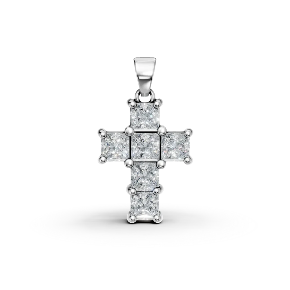 Pandantiv cruce din aur alb