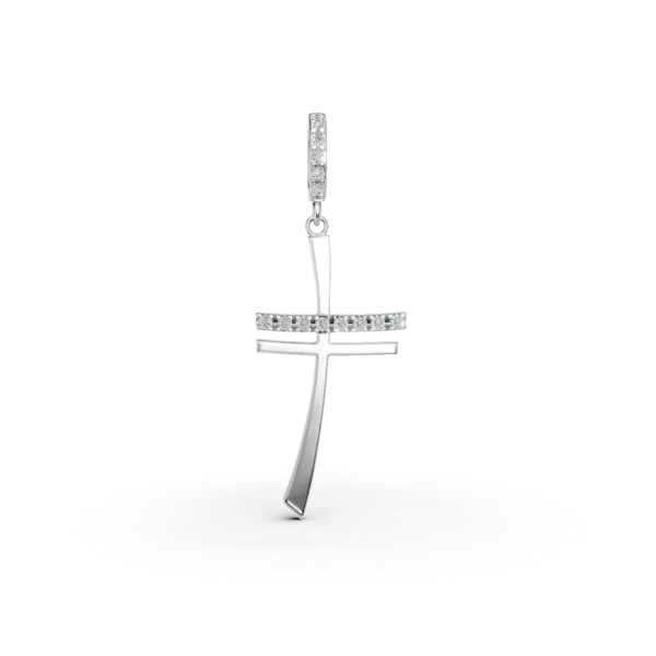 Pandantiv cruce din aur alb