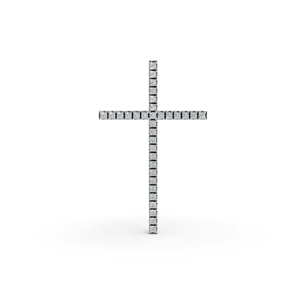 Pandantiv cruce din aur alb cu diamante de 0.253ct