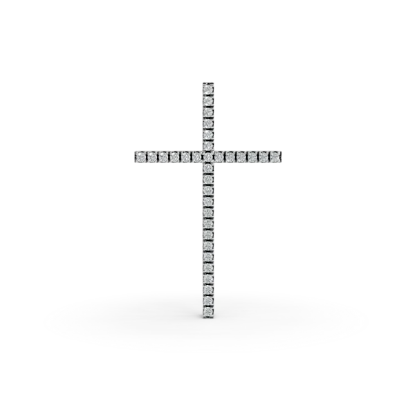 Pandantiv cruce din aur alb cu diamante de 0.253ct